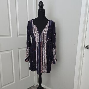 Women's Navy Patterned Top